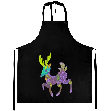 Discover Whimsical Purple Cactus Deer Alebrije Aprons