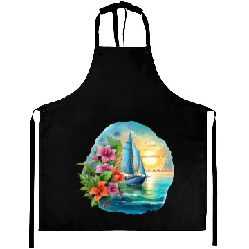 Discover Sailing Ship Sailing Orchids Flowers Sailboat Aprons