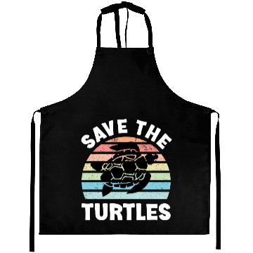 Discover Save The Turtles Sea Turtle Retro Sunset Aprons