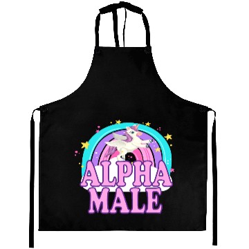 Discover Ironic Alpha Male Unicorn Rainbow Funny Aprons