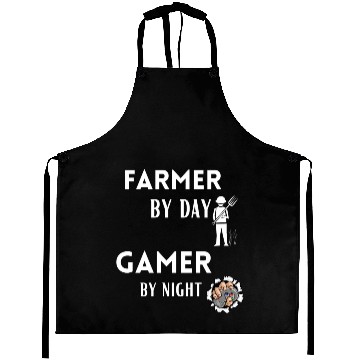 Discover Funny Farmer Farmer By Day Gamer By Night Funny Aprons