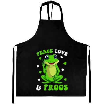 Discover Peace Love Frogs Lover Frog Kids Girls Women Aprons