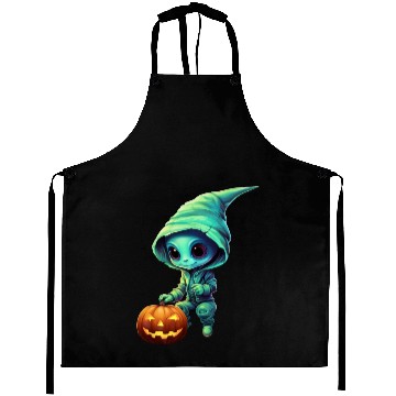Discover Halloween Alien with Pumpkin - Green Aprons