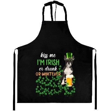 Discover Boston Terrier Kiss Me I'm Irish Or Drunk Or Whate Aprons