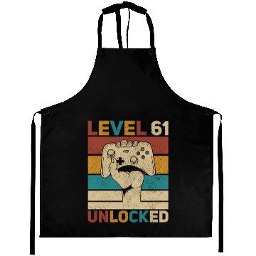 Discover Level 61 Unlocked 61st 61 Gamer Aprons