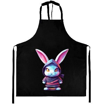 Discover Fierce Elegance: Pastel Rabbit Ninja Unleashed Aprons