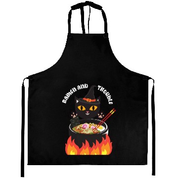 Discover Halloween Black Cat, Ramen and Trouble Aprons