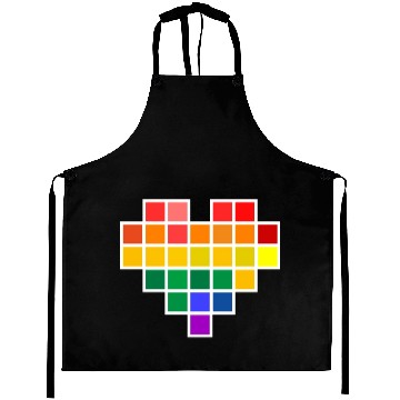Discover Rainbow Pixel heart Aprons