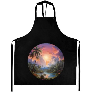 Discover Paradise Scene - Magic Realism Aprons