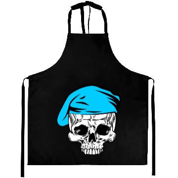 Discover Skeleton skull blue beret military Aprons