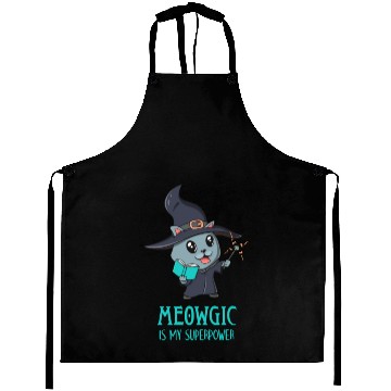 Discover Cute Cat Magic Wizard Kitty Funny Gamer Aprons