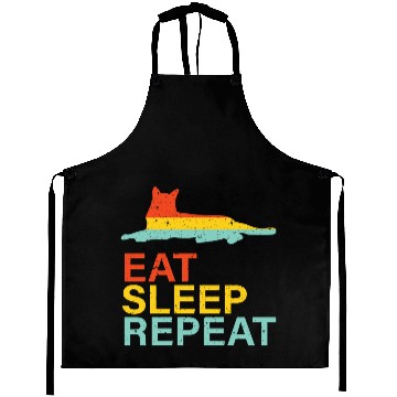 Discover Vintage Cat Life Eat Sleep Repeat Aprons