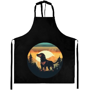 Discover Sunset Serenity: Vintage Dachshund Silhouette Aprons