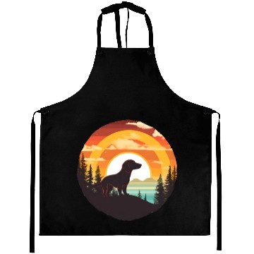Discover Sunset Serenity: Vintage Dachshund Silhouette Aprons