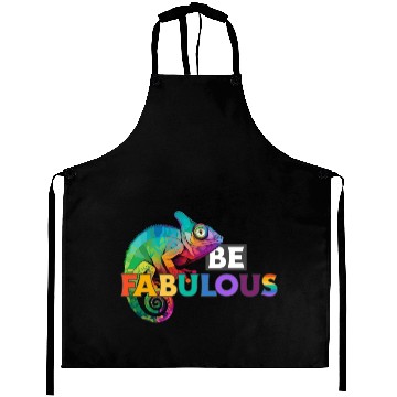 Discover Be fabulous! with rainbow colored chameleon Aprons