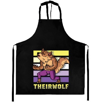 Discover Their Wolf Nonbinary Flag Aprons