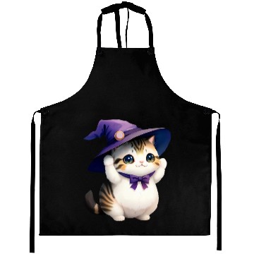 Discover Cute Watercolor Witch Cat Aprons
