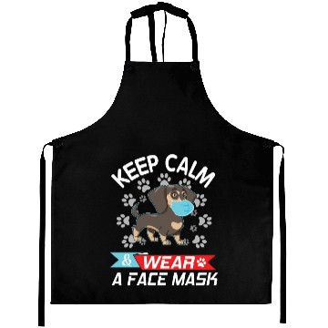 Discover Dachshund Dog With Face Mask Keep Calm And Wear A Aprons