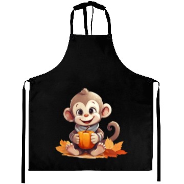 Discover Autumnal Monkey with Pumpkin and Apple Aprons
