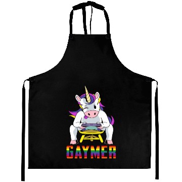Discover LGBTQ Gaymer Gamer Gay Rainbow Unicorn Aprons