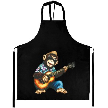 Discover Aloha monkey with guitar Aprons