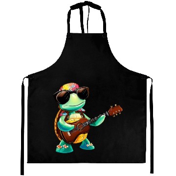 Discover Tropical turtle with guitar Aprons