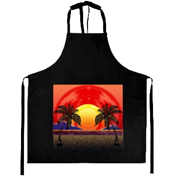 Discover Sunset Vinyl Records Aprons