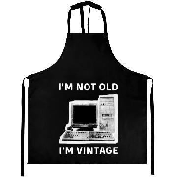 Discover I'm Not Old. I'm Vintage Computer Dot Halftone Aprons