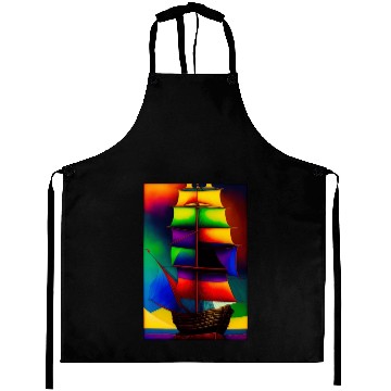 Discover Colorfull Ship Painting Aprons