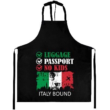 Discover Luggage Passport No Kids Italy Bound Vacation Aprons