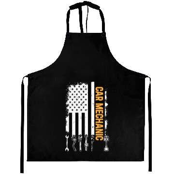 Discover Car Mechanic US Flag Auto Mechanic Aprons