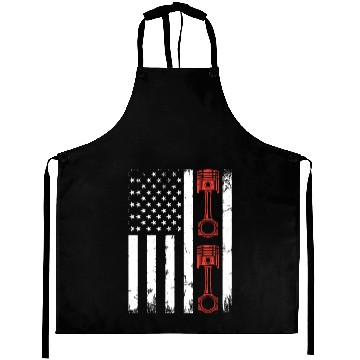 Discover Auto Mechanic Car Piston Car Mechanic US Flag Aprons