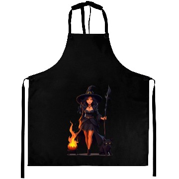 Discover The evil witch and her black cat Aprons