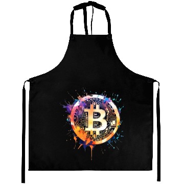 Discover Bitcoin crypto colorful logo Aprons