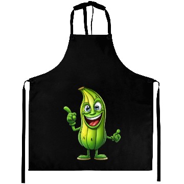 Discover Green Alien Pickle Dude: Cosmic Crunch Aprons
