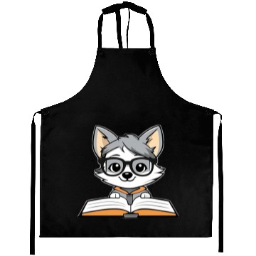 Discover Little Wolf Reading A Book Aprons