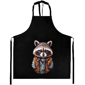 Discover Raccoon on Orange Jacket Sticker Aprons
