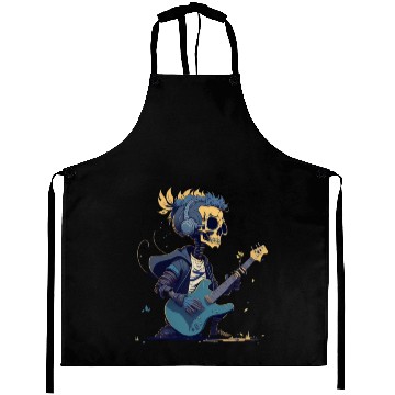 Discover Cool Skeleton Playing The Guitar Character Funny Aprons