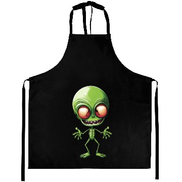 Discover Green Alien: Giant Head from Outer Space Aprons
