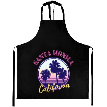 Discover Santa Monica Retro Palm Trees And Sunset Design Aprons