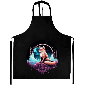 Discover Celestial moon flower fox sitting tall Aprons