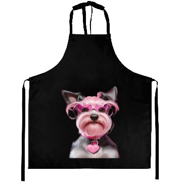 Discover Schnauzer Wearing Pink Locking Heart Aprons