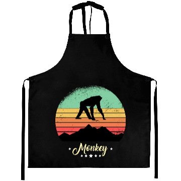Discover Monkey Vintage Animals Retro Sunset Ape Aprons