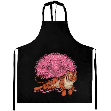 Discover Cherry Blossom Tree Predator Gift Sakura Tiger Aprons