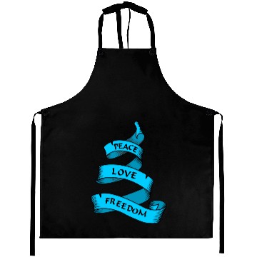 Discover Peace love freedom blue Aprons
