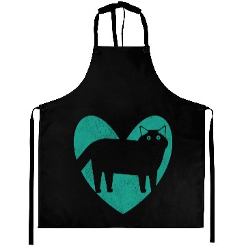 Discover Cat Lover Heart Turquoise Aprons