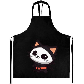 Discover Black Cat Superhero Cartoon Design Aprons