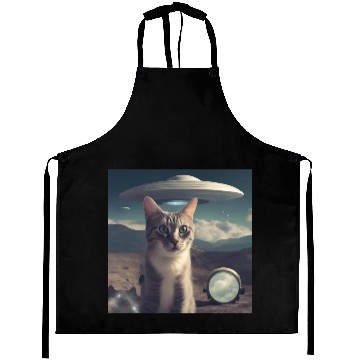 Discover Cat Ufo Alien Area 51 space shuttle Aprons
