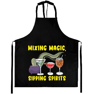 Discover Mixing Magic Sipping Spirits Bartender Halloween Aprons