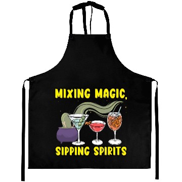 Discover Mixing Magic Sipping Spirits Bartender Halloween Aprons